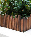 Burnt Wood Garden Fence Edging, 8 Inch Tall And 3.7 Foot Long, Flexible Decorative Border For Flower Beds And Lawn, Includes 4 Inch Stakes