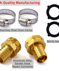 Top Notch Garden Hose Repair Kit With 5/8 And 3/4 Inch Barb Connectors Plus Clamps For Quick Fix On Any Broken Water Line, stainless steel clamps
