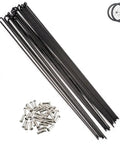 14G J Bend Bicycle Steel Spokes Set Of 36 With Nipples Black 256 To 305 Millimeter Length Straight Head Replacement Parts