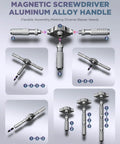 Do It All 40 In 1 Magnetic Ratchet Screwdriver Set showing assembly of detachable alloy handle and S2 steel bits.