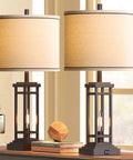 27.5 Inch Tall Farmhouse Table Lamps Set Of 2 With USB C And USB A Charging Ports Rustic Industrial Black Oil Rubbed Bronze Finish