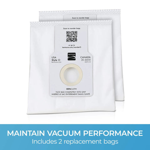 Type O HEPA Vacuum Bags For Upright Vacuums, 6 Pack That Fits Upright Cleaners Using Type O Bags, packaging front view.
