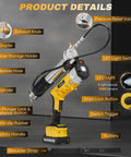 Cordless Electric Grease Gun Kit With Two Batteries, 10,000 PSI High-Pressure Lubrication, showing detailed parts and accessories