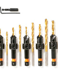 Premium Dope Wood Countersink Drill Bit Set With Titanium Coated HSS, Magnetic Extension And Hex Key Wrench, Sizes 4 6 8 10 12