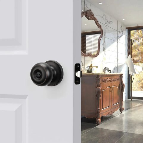 10 Pack Oil Rubbed Bronze Interior Door Knobs Privacy Round Doorknobs for Bedroom or Bathroom Door in Classic Setting