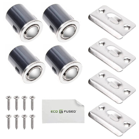Heavy Duty Adjustable Door Ball Catch Set In Brushed Nickel With Spring Easy Install Includes 4 Ball Catches 4 Face Plates And 8 Screws