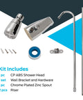 Chrome Spout Type Add On Shower Unit For Tubs Without A Shower Head Outlet Easy Install Conversion kit components