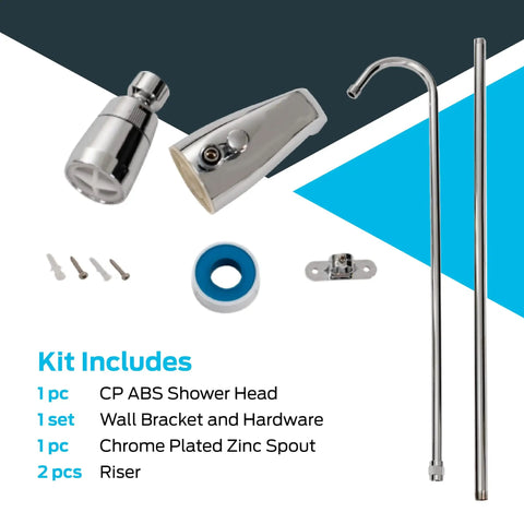 Chrome Spout Type Add On Shower Unit For Tubs Without A Shower Head Outlet Easy Install Conversion kit components