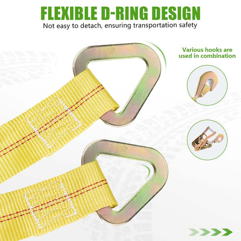 2 Pack 36 Inch By 2 Inch Axle Tie Down Straps With Protective Sleeves And D Rings, Heavy Duty Car Tie Down Straps, flexible D-ring design