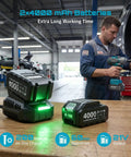 Charging two 4000 mAh batteries for Heavy Duty Cordless Impact Wrench Delivering 738 Foot Pounds Of Knockout Brute Force Half Inch Driver.