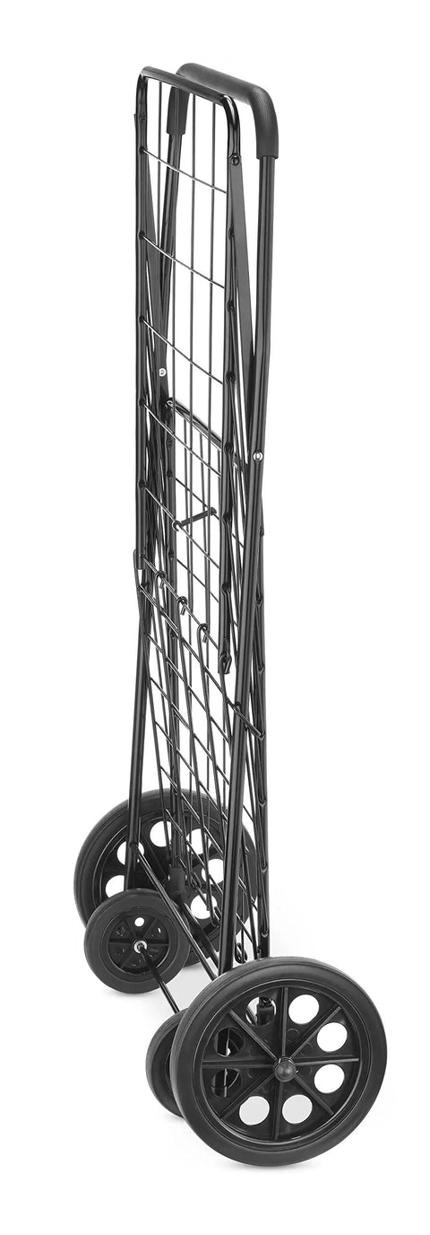 Beast Large Utility Foldable Shopping Cart With Wheels, 100 Lb Capacity, Heavy Duty Grocery Cart With Steel Frame And Foam Handle, Black