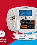 Plug In Carbon Monoxide Detector With Battery Backup And Digital Display CO615 White showing battery compartment
