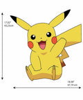 Pikachu Giant Peel And Stick Wall Decals Comes With 14 Pieces Big Vinyl Wall Stickers for Kids Rooms, showing size dimensions.