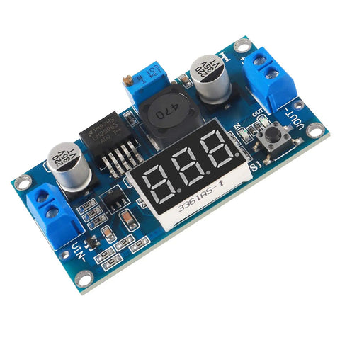 Five Pack Digital Display Buck Converter Kit With LED Voltmeter, Adjustable 4.0 To 40V In, 1.25 To 37V Out, High Efficiency 96 Percent