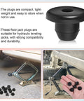 Bulk 12 Pack Rubber Jack Oil Plugs, close-up view, 1.46 x 1 in, heavy-duty black rubber, for oil reservoir and hydraulic jacks.