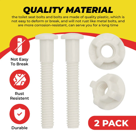 Durable Plastic Toilet Seat Screws Replacement Kit With Nuts And Bolts For Toilet Easy Install And Tight Secure Fit No Wobble