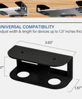 Prime Desk Real Estate Saver This Under Desk Laptop Mount is a solid steel holder with dimensions for secure mounting.