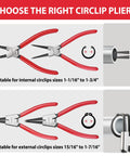 4 Piece Snap Ring Pliers Set, Seven Inch Internal And External Circlip Pliers Kit With Straight And Bent Jaw, Ideal For Ring Remover Retaining Clips, Durable Carbon Steel Construction, Storage Pouch Included shown in use