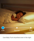 Child peacefully sleeping in bed with adjustable night vision lighting, showcasing 1080P Mini WiFi Pet Camera With Night Vision And Two Way Audio.
