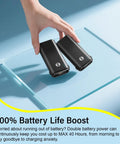 Hand holding battery for 10400mAh Portable Handheld Fan With All Day Battery Life Foldable Mini Personal Fan For Travel Beach Concerts