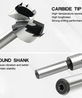 GMTOOLS 8-piece carbide-tipped Forstner drill bit set with round shank for woodworking