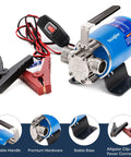 12V Portable Electric Water Transfer Pump with On Off Switch and Suction Hose Kit, metal components, alligator clamps