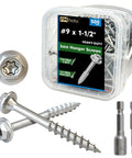 Ridiculously Tough Heavy Duty Joist Hanger Screws For Wood Framing Structural Fasteners Built Like A Tank in a box with T20 bit and socket.