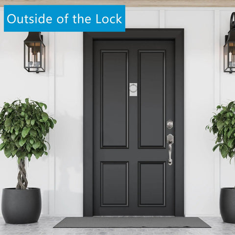 Front Door Handle Set With Deadbolt Lock, Single Cylinder Entry Lockset, Curved Or Straight Handle Options, Lower Half Grip Round Knob, Silver Finish, Great For Home Or Business Doors, Adjustable Two And Three Eighths Inch Latch