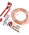 Pro Grade Copper Brake Line Kit For Auto Repairs With 3/16 Inch 25-Piece Flare Tool Set And Bender components displayed
