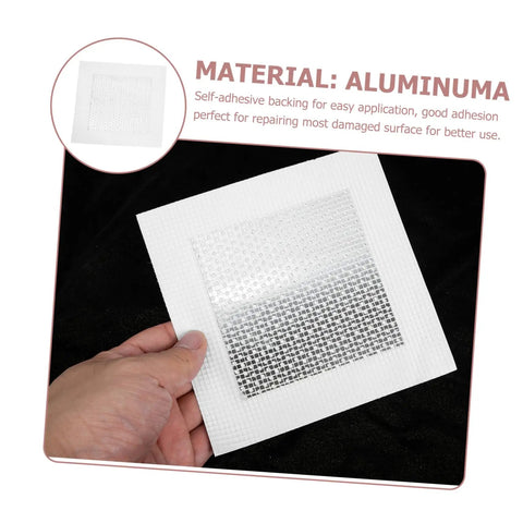 Person holding a self-adhesive drywall patch from 12 Pack Self-Adhesive Wall Repair Patches For Drywall - Fiberglass Mesh Kit For Quick Damage Repairs, Easy Patch Up, DIY Home Fix, Seamless Finish, No Mess, Durable Hole Repair
