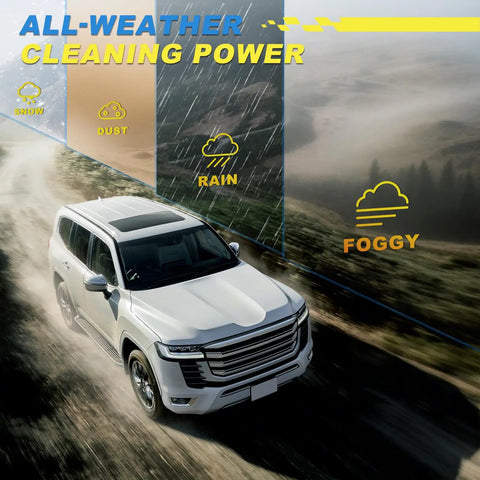 Premium Full Coverage Windshield Wiper Blade Set Compatible With 2022 Through 2025 Mitsubishi Outlander And Phev driving through various weather conditions.