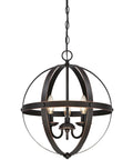 Stella Mira Three Light Pendant In Oil Rubbed Bronze With Highlights For Entryways And Dining Rooms, Industrial Vintage Style Chandelier
