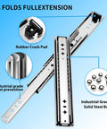 Heavy Duty Full Extension Drawer Slides Side Mount Ball Bearing Rails 12 to 40 Inch 220 Lb Capacity No Lock Pair shown