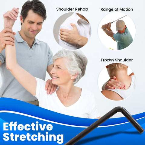 Shoulder Wand Therapy Stretch Tool For Rotator Cuff Mobility Collapsible Stretch Bar For Home Rehab Physical Therapy Aid To Improve Range of Motion Ergonomic Grip For Easy Stretches And Faster Recovery, black metal