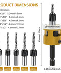 Amazon 5-piece countersink drill bit set with low-friction depth stops and replaceable HSS M2 bits, hex shank.