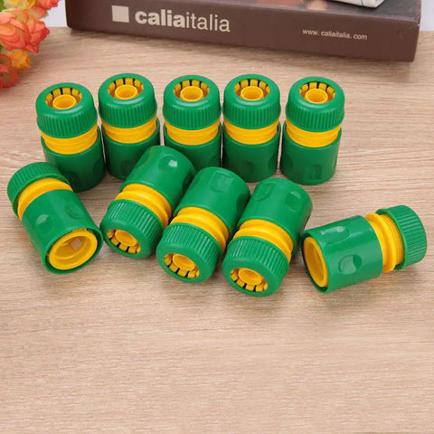 Fix Your Leaking Hose Fast With This Ultimate 10 Piece Garden Hose Repair Kit Featuring Durable 1/2 Inch Quick Connect Fittings For Irrigation, Lawn Watering, And Car Wash That Totally Slaps. Green and yellow 1/2 inch polypropylene quick connect hose repair fittings, 10-piece set