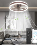 Compact 16 Inch Ceiling Fan With Lights And Remote App Control For Bedroom Or TV Room Low Profile Flush Mount 6 Speeds Quiet Reversible