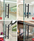 Matte Black Stainless Steel Gate Hardware Square Tube Handle for glass doors in hospital, office, store, and hotel settings