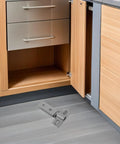 Heavy Duty Stainless Steel Shower Door Hinges With Long Bar Pivot, Double Hole Square Design For Smooth, Stable Operation And Easy Install, Built To Last For Home Renovations And New Bathroom Upgrades, shown on cabinet door