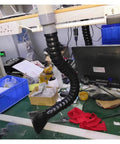 Heavy Duty Welding Fume Extraction Arm With Flexible Articulated Duct Adjustable Airflow Valve suction hood in workshop.