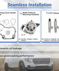 Timing Chain Kit Water Pump With VCT Solenoid Actuator Gear for 2.4L GM Engines parts layout with gasket, pump, and solenoid.