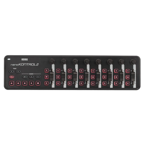 Slim Line USB Control Surface For DAWs With Low Profile Design Hands On Track Select And Marker Advance Pro Grade Portable Compact MIDI Controller For Music Production Works With Major DAW Software Black, showing front controls and knobs.