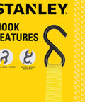1 Inch Wide Ratchet Straps 10 Feet Go To Light Cargo Tie Down Straps With 300 Lb Working Load And 900 Lb Break Strength Black Yellow 4 Pack featuring the rust-resistant vinyl coated S-hooks and their non-marring feature.
