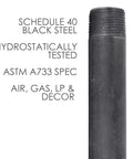 One Inch By Three Inch Black Steel Plumbing Pipe Six Pack With Pre Cut Connectors, Schedule 40, Hydrostatic Testing, ASTM A733 Spec
