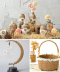 5Mm Jute Rope 98 Feet Heavy Duty Natural Twine wrapped around decorative bottles, a decorative lamp, and a woven basket for crafting and decor.