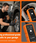 Pro TPMS Reset Tool For Fast Tire Pressure Sensor Activation And One Button Relearn Designed For Most Vehicles, measuring 4.96x2.17in, in use.