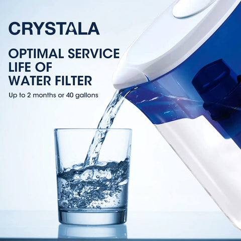 CRF-950Z Water Filter Jug Replacement 3-Pack For PUR shown pouring water into a glass.