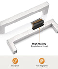 50 Pack Satin Nickel Stainless Steel Square Bar Cabinet Handles For Kitchen Cupboards And Drawers With 5 Inch Hole Centers And 5.5 Inch Total Length Durable Lightweight Contemporary Pulls For Cabinets Dressers Bedroom Bathroom showing high-quality stainless steel composition