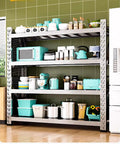 Heavy Duty Garage Shelving With Pegboard Backing Adjustable Multi Tier Storage Rack Garage Game Changer Design displaying kitchen items on shelves.