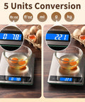 Pro Grade Digital Kitchen Scale With 33 Pound Capacity, Stainless Steel And Tempered Glass Surface, with eggs on display